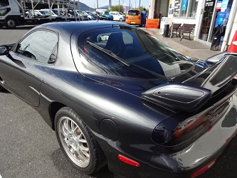 広島県 I様 マツダｒｘ７ ｆｄ 色替え全塗装を施工致しました 黒 マシーングレープレミアムメタリック ガンメタ 新和自動車 広島県東広島市